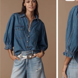Pilcro Anthropologie Denim blouse top shirt LP